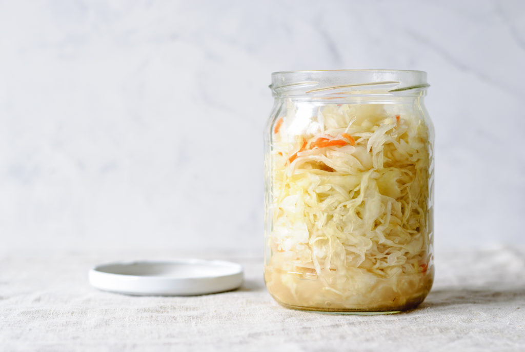 Sauerkraut or white cabbage fermented foods