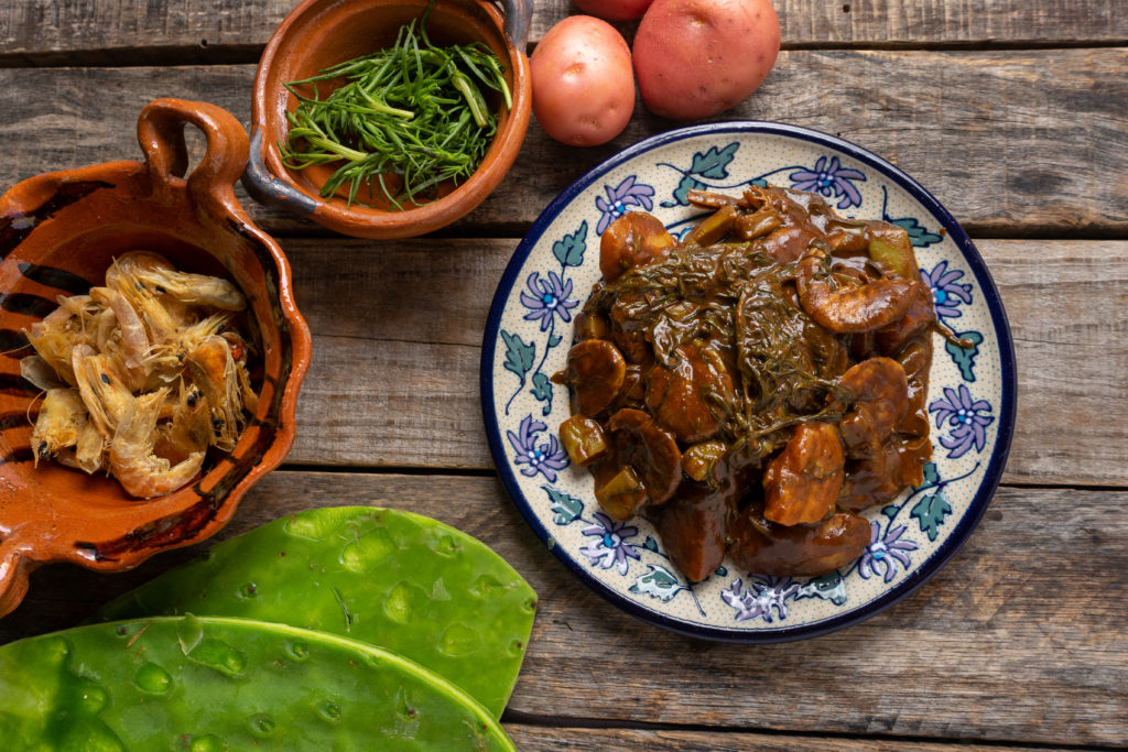 Mexican romeritos with mole recipe for Christmas dinner