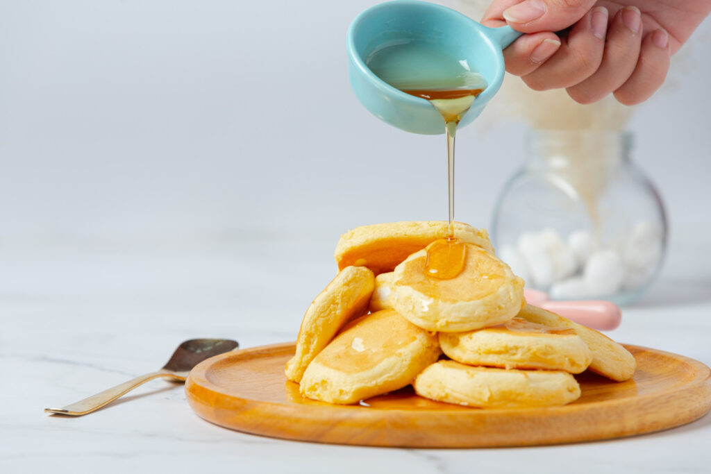 Pancakes with agave syrup, a natural sweetener