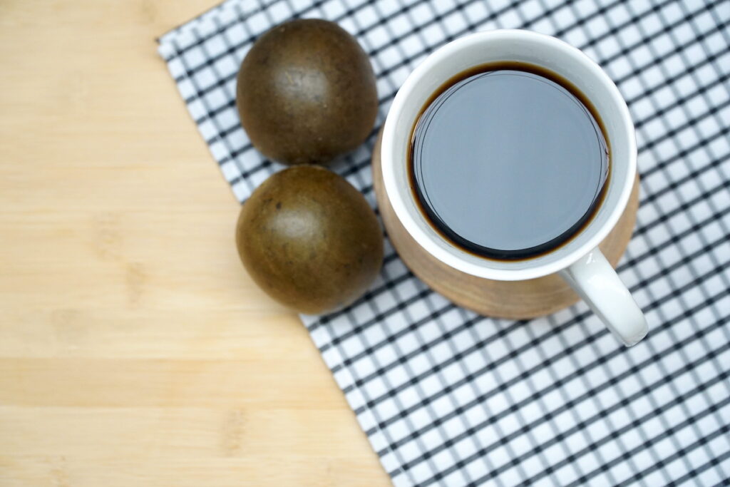 Cup of coffee with monk fruit, natural swewetener