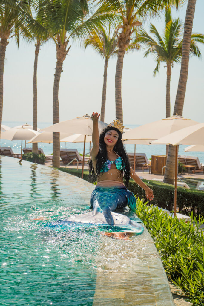 a "real" mermaid in this birthday experience in Los Cabos